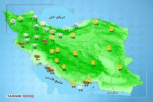 نقشه هوای استان ها امروز 15 ادیبهشت | رگبار و رعدبرق در شمال‌غرب
