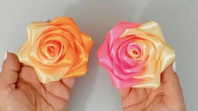 ساخت گل رز تزئینی با ربان رنگی برای لباس!