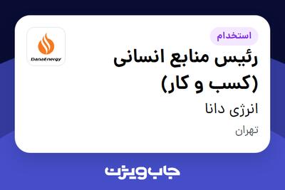 استخدام رئیس منابع انسانی (کسب و کار) در انرژی دانا
