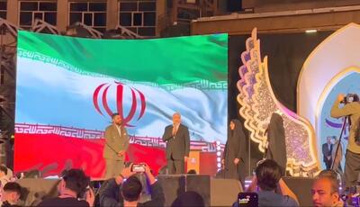حضور رئیس مجلس و زینب سلیمانی در جشن بزرگ دختر ایران در میدان امام حسین تهران (فیلم)