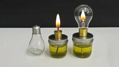 یک ایده ساده برای ساخت یک چراغ نفتی با لامپ سوخته (+فیلم)