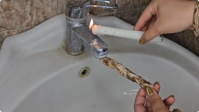 جرمگیری شیرآلات حمام و دستشویی با شمع / روش طبیعی دفع حشرات و سفیدکردن سنگ دستشویی