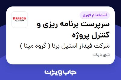 استخدام سرپرست برنامه ریزی و کنترل پروژه - آقا در شرکت فیدار استیل برنا ( گروه مپنا )