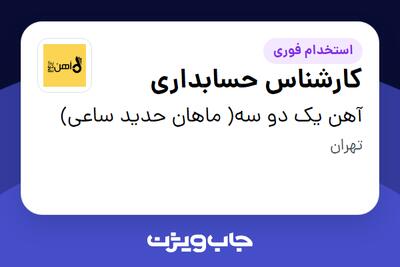 استخدام کارشناس حسابداری در آهن یک دو سه( ماهان حدید ساعی)