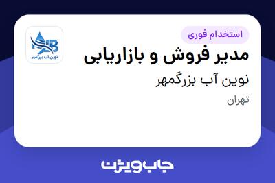 استخدام مدیر فروش و بازاریابی در نوین آب بزرگمهر