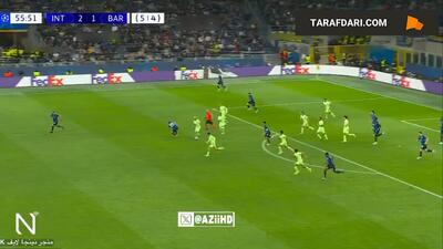 سوپرواکنش دیدنی یان زومر مقابل ضربه اریک گارسیا (اینتر 2-1 بارسلونا) - پارس فوتبال