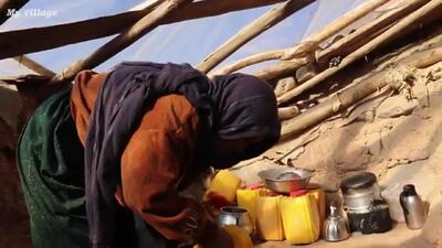 چلومرغ و سیب زمینی؛ غذای سنتی روستایی افغانستان را ببینید + فیلم