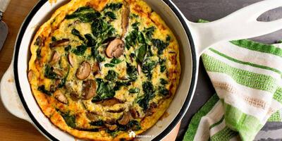 طرز تهیه املت قارچ و اسفناج سالم و فوری + فیلم - سبک ایده آل