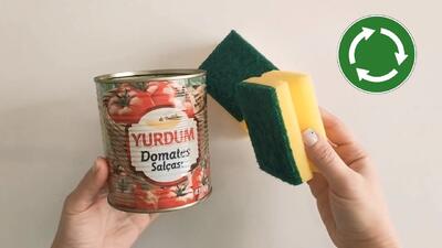ایده خلاقانه با قوطی کنسرو و اسفنج ظرفشویی!