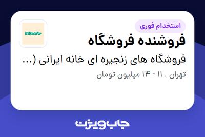 استخدام فروشنده فروشگاه - خانم در فروشگاه های زنجیره ای خانه ایرانی (پوشاک)