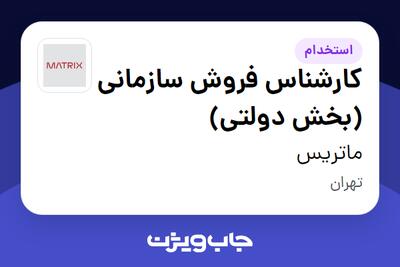 استخدام کارشناس فروش سازمانی (بخش دولتی) در ماتریس