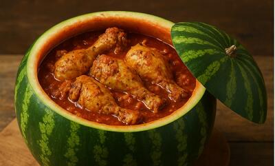 طرز تهیه خورشت در پوست هندوانه؛ تجربه‌ای متفاوت