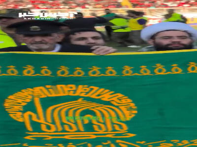 پرچم متبرک حرم مطهر امام رضا (ع) در ورزشگاه یادگار امام تبریز