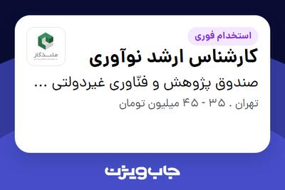 استخدام کارشناس ارشد نوآوری در صندوق پژوهش و فنّاوری غیردولتی ماندگار