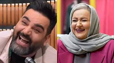 شوخی زشت احسان علیخانی با نعیمه نظام دوست: شبیه بستنی لیتری شدی!