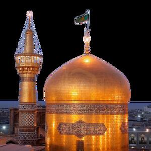نمایی زیبا از تعویض پرچم گنبد امام رضا(ع)