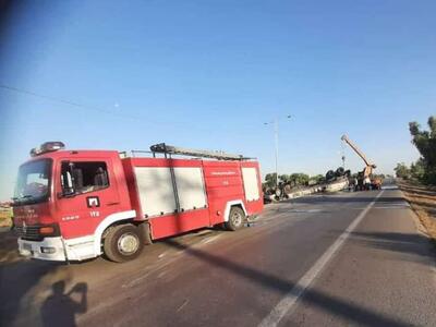 واژگونی تانکر سوخت در محور اندیمشک به شوش یک فوتی داشت