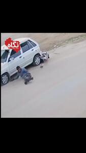 برخورد وحشتناک موتورسوار با خودرو