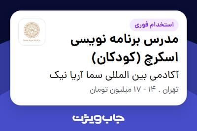 استخدام مدرس برنامه نویسی اسکرچ (کودکان) - خانم در آکادمی بین المللی سما آریا نیک