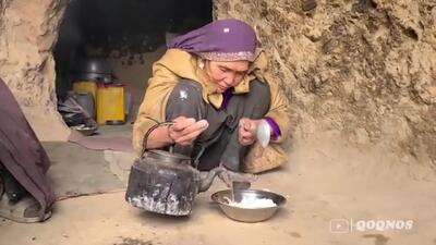 لذت آشپزی سنتی افغانستانی؛ نان و منتو در غار دورافتاده + فیلم