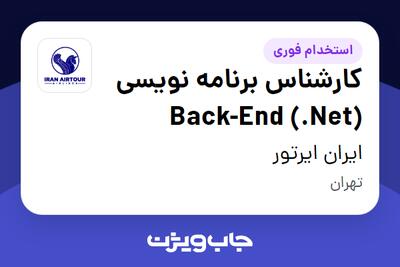 استخدام کارشناس برنامه نویسی Back-End (.Net) در ایران ایرتور