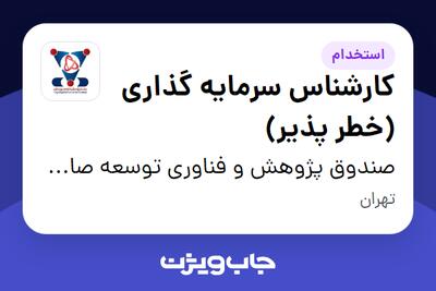 استخدام کارشناس سرمایه گذاری (خطر پذیر) در صندوق پژوهش و فناوری توسعه صادرات و فناوری شریف