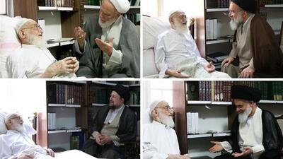 عیادت شخصیت‌های حوزوی از آیت‌الله نوری همدانی