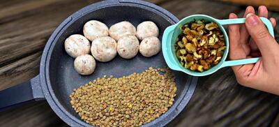 کتلت عدس و قارچ بدون گوشت و تخم مرغ /خوشمزه تر از برگر گوشت
