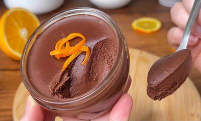 پرتقال + شکلات / طرز تهیه موس شکلاتی بدون شکر فقط با ۲ ماده