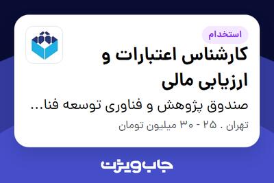 استخدام کارشناس اعتبارات و ارزیابی مالی در صندوق پژوهش و فناوری توسعه فناوری نانو