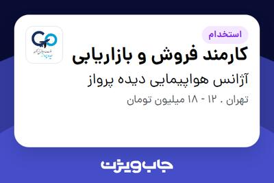 استخدام کارمند فروش و بازاریابی در آژانس هواپیمایی دیده پرواز