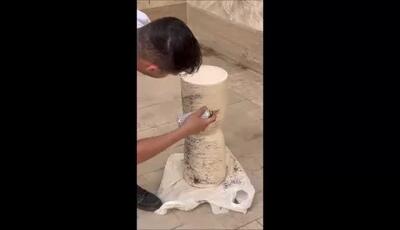 مرد جوانی که با دو گلدان سرامیکی، میز دکوری خارق‌العاده ساخت!