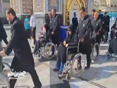 تشرف اعضای تیم ملی والیبال نشسته بانوان به حرم‌رضوی