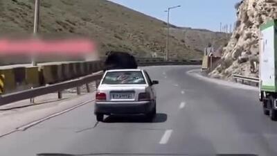 حرکت خطرناک زن بدلکار، خودروی همسرش را به پارکینگ فرستاد