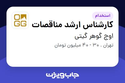 استخدام کارشناس ارشد مناقصات در اوج گوهر گیتی