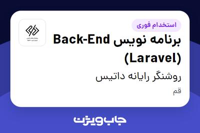 استخدام برنامه نویس Back-End (Laravel) - آقا در روشنگر رایانه داتیس