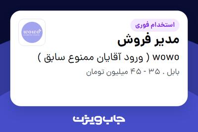 استخدام مدیر فروش - خانم در wowo ( ورود آقایان ممنوع سابق )