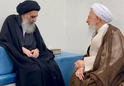 دیدار آیت‌الله جوادی آملی با آیت‌الله سیستانی در نجف اشرف - تسنیم