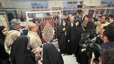 بازدید معاون رئیس‌جمهور از کارگاه‌های گلیم‌بافی در شهرستان هرسین