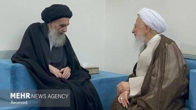 آیت الله جوادی آملی با آیت‌ الله سیستانی در نجف اشرف دیدار کرد