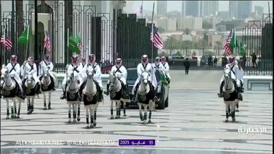 اسکورت خودروی ترامپ با اسب در ریاض عربستان