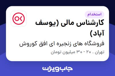 استخدام کارشناس مالی (یوسف آباد) در فروشگاه های زنجیره ای افق کوروش