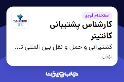 استخدام کارشناس پشتیبانی کانتینر در کشتیرانی و حمل و نقل بین المللی توشه بر