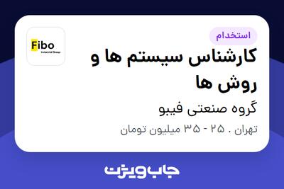استخدام کارشناس سیستم ها و روش ها در گروه صنعتی فیبو