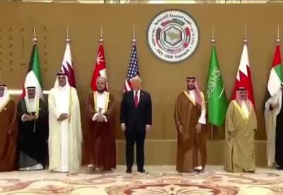 عکس یادگاری ترامپ و سران ۶ کشور عربی جنوب خلیج فارس (فیلم)