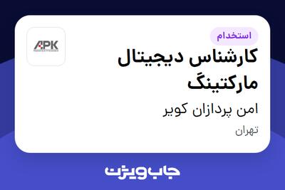 استخدام کارشناس دیجیتال مارکتینگ در امن پردازان کویر