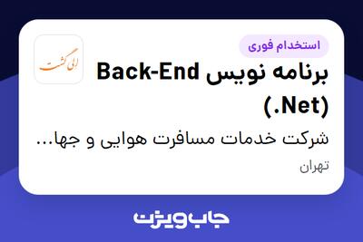 استخدام برنامه نویس Back-End (.Net) در شرکت خدمات مسافرت هوایی و جهانگردی الی گشت