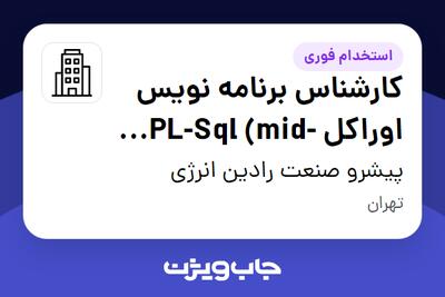 استخدام کارشناس برنامه نویس اوراکل  PL-Sql (mid-level ) - آقا در پیشرو صنعت رادین انرژی