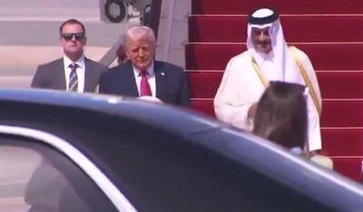 فیلم/ استقبال امیر قطر از ترامپ در فرودگاه