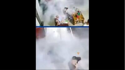 لحظه انفجار مخزن تحت فشار آب در یک خانه (فیلم)